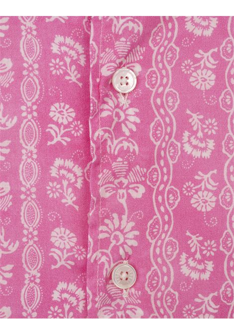 Camicia In Panamino Rosa Con Motivo Fiori FEDELI | 00512-F2019