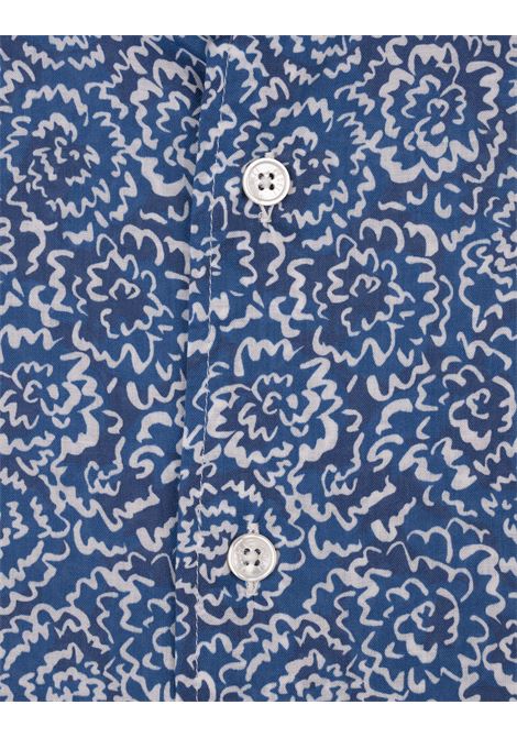 Camicia Sean In Panamino Stampato Blu FEDELI | 00512-F2128