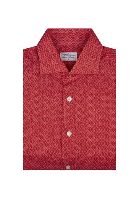 Camicia Sean In Panamino Rosso Stampato FEDELI | 00512-F2325