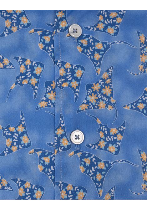 Camicia Sean In Panamino Blu Con Razze Floreali FEDELI | 00512-F461