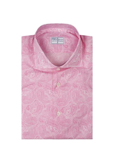 Camicia Sean In Panamino Con Stampa Paisley Rosa FEDELI | 00512-F5010