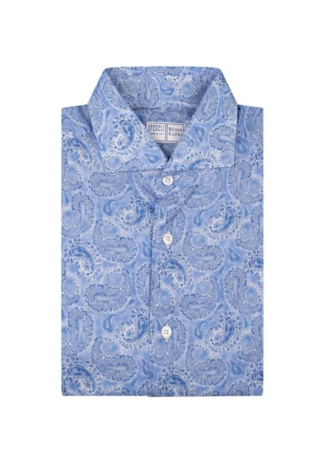 Camicia Sean In Panamino Con Stampa Paisley FEDELI | 00512-F502