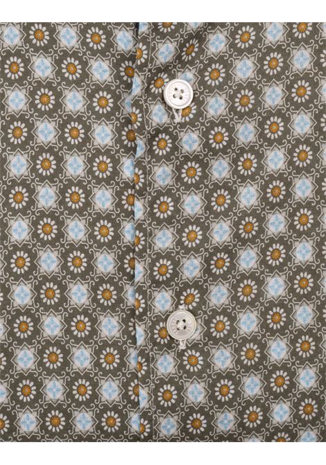 Camicia Sean In Panamino Verde Con Pattern Floreale FEDELI | 00512-F622