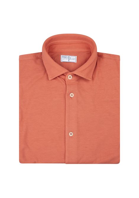 Camicia Robert In Piquet Superlight Arancione FEDELI | 0131159