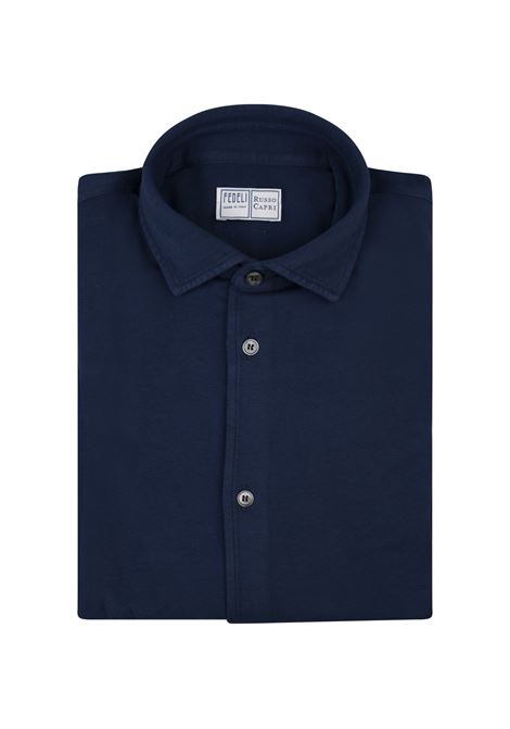 Camicia Robert In Piquet Superlight Blu Navy FEDELI | 013185