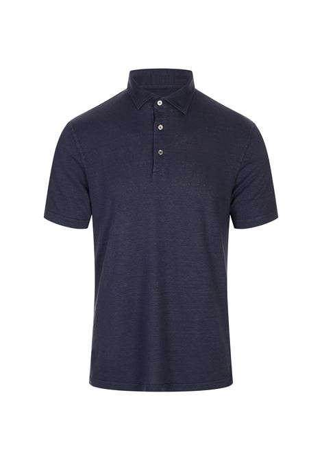 Polo Zero In Lino Flex Dusty Blu Navy FEDELI | 01532