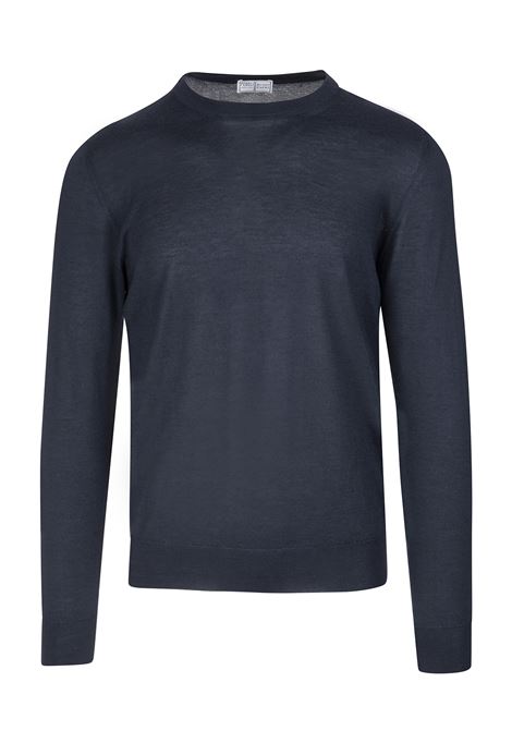 Pullover Girocollo Argentina In Cashmere e Seta Blu Scuro FEDELI | 0711912