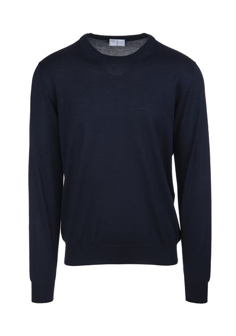 Argentina Crew-neck Pullover in Navy Blue Cashmere and Silk FEDELI | 0711913