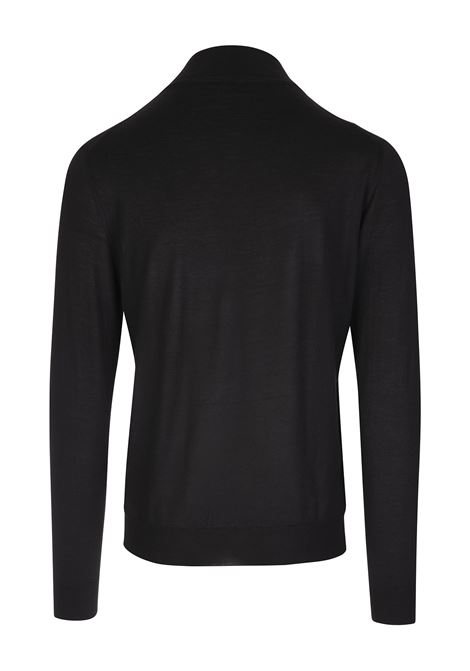 Black Silk and Cashmere Half Zip Sweater FEDELI | 071229