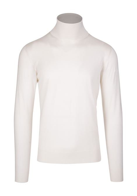 Derby Turtleneck Sweater In White Silk And Cashmere FEDELI | 0712422