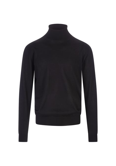 Derby Turtleneck Sweater In Black Silk And Cashmere FEDELI | 071249