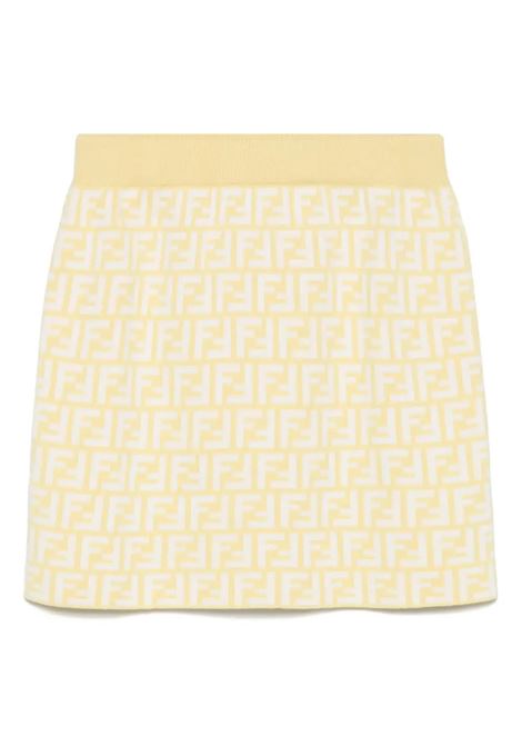 Gonna In Maglia Gialla Con Motivo FF All-Over FENDI KIDS | Gonne | JFG201-AQUHF1R4R