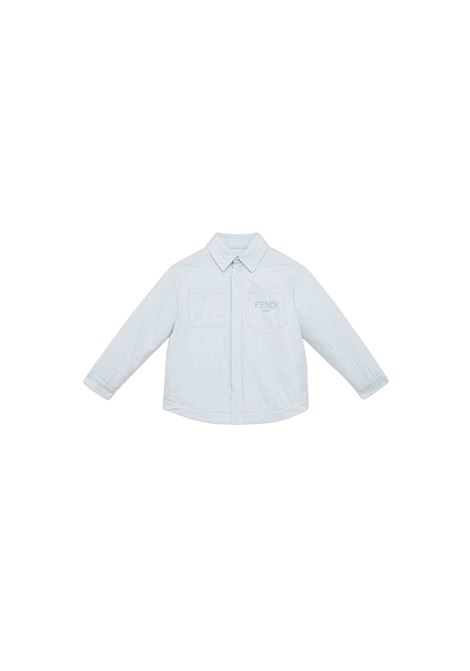 Giacca In Popeline Celeste Con Logo FF All-Over FENDI KIDS | Capispalla | JMA318-AS64F1QYB