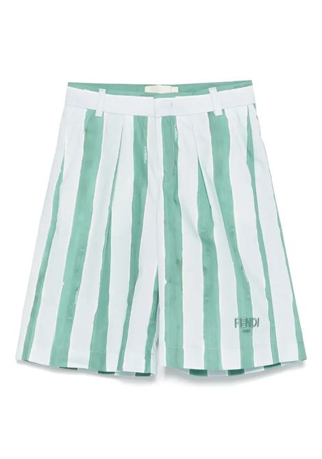 Bermuda Shorts With Logo and Pequin Motif FENDI KIDS | Trousers | JMF516-AS67F1R0V