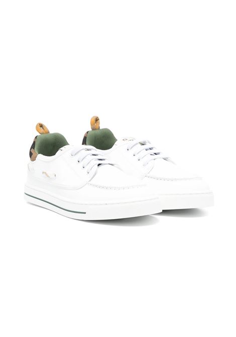 Sneakers In Pelle Bianca Con Dettagli a Contrasto FENDI KIDS | Sneakers | JMR522-AU2HF0C1A