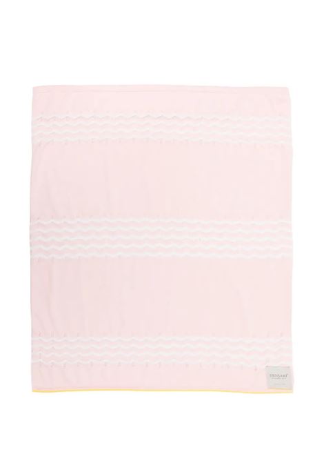 Light Pink Knitted Blanket GENSAMI | Baby Accessories | COP02-B-ONDABABY PINK/OFF WHITE