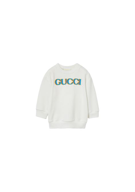 White Oversized Sweatshirt With Logo GUCCI KIDS | Knitwear | 792071-XJGZF9214