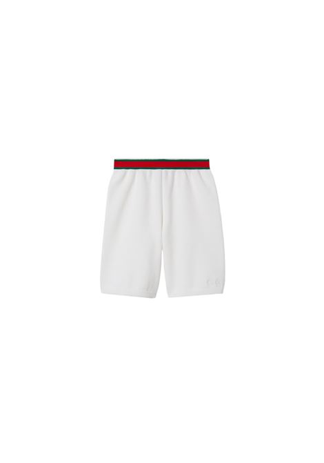Shorts Ricamati In Cotone Bianco GUCCI KIDS | Pantaloni | 809676-XKEIS9060