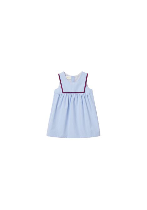 Embroidered Dress in Light Blue Cotton Poplin GUCCI KIDS | Dress And Jumpsuit | 813539-XWA399025