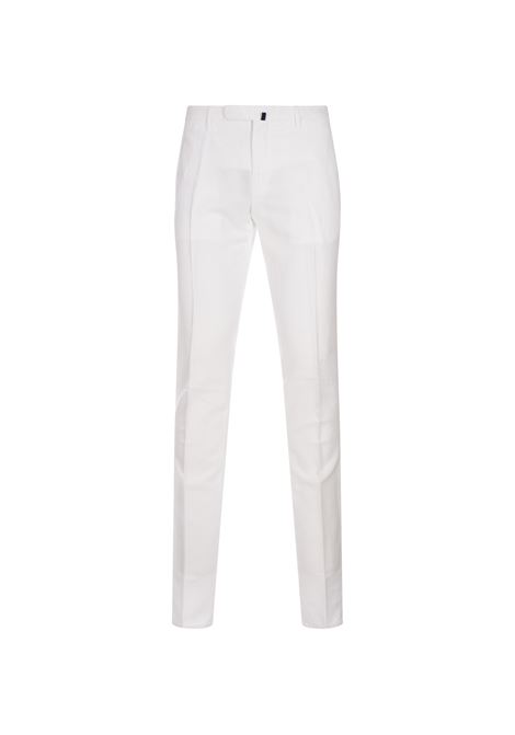 White Slim Fit Pants in Royal Batavia Cotton INCOTEX | 1W0030-9189C001