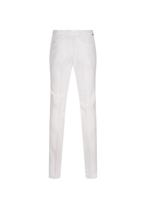 White Slim Fit Pants in Royal Batavia Cotton INCOTEX | 1W0030-9189C001