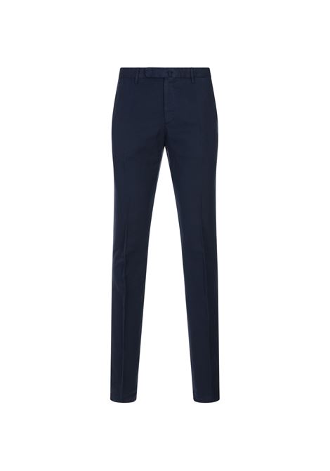 Navy Blue Slim Fit Pants in Royal Batavia Cotton INCOTEX | 1W0030-9189C827