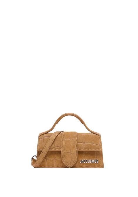 Borsa Le Bambino In Suede Goffrata Coccodrillo Color Cammello