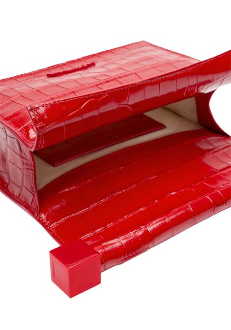 La Petite Pochette Rond Carré In Pelle Goffrata Coccodrillo Lucida Rossa JACQUEMUS | 241BA392-3238470