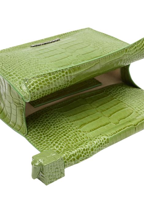 La Petite Pochette Rond Carré In Pelle Goffrata Coccodrillo Lucida Verde JACQUEMUS | 241BA392-3238552