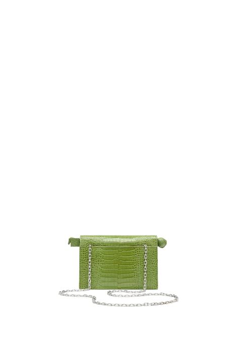 La Petite Pochette Rond Carré In Pelle Goffrata Coccodrillo Lucida Verde JACQUEMUS | 241BA392-3238552
