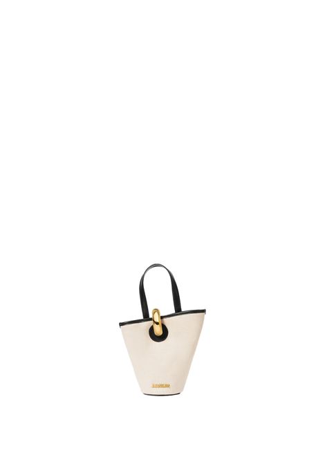 Borsa Le Petit Bambola In Lino e Pelle Light Greige/Black JACQUEMUS | 243BA389-30711IQ