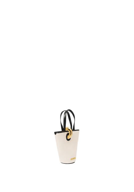 Borsa Le Petit Bambola In Lino e Pelle Light Greige/Black JACQUEMUS | 243BA389-30711IQ