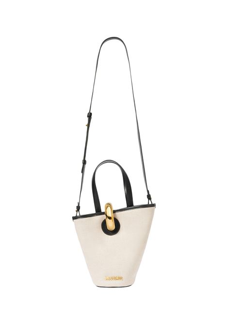Borsa Le Petit Bambola In Lino e Pelle Light Greige/Black JACQUEMUS | 243BA389-30711IQ