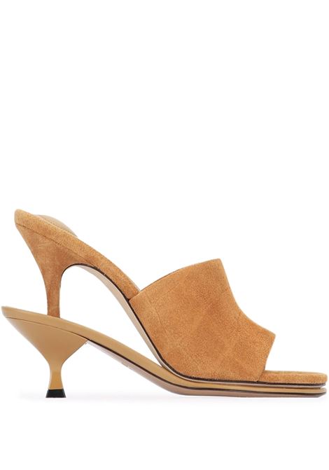 Sandali Les Doubles Mules Camello In Pelle Goffrata Coccodrillo JACQUEMUS | 243FO160-4355830