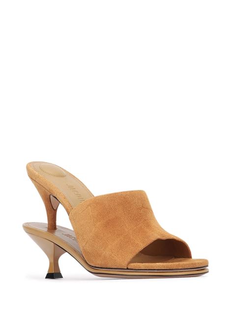 Sandali Les Doubles Mules Camello In Pelle Goffrata Coccodrillo JACQUEMUS | 243FO160-4355830