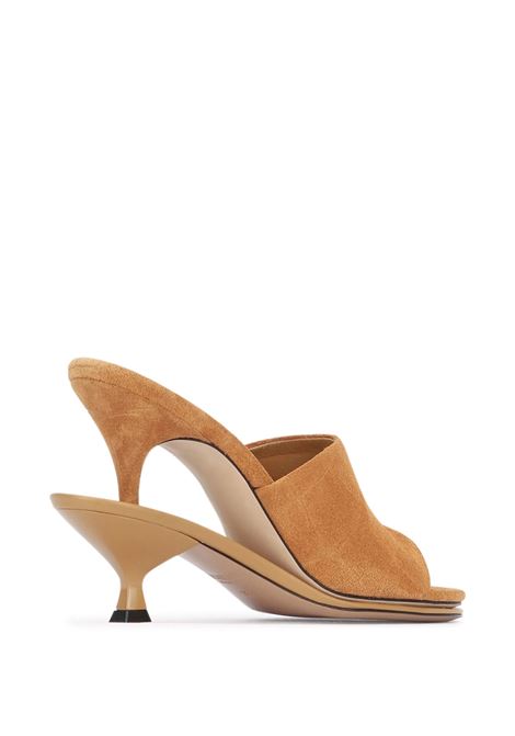 Sandali Les Doubles Mules Camello In Pelle Goffrata Coccodrillo JACQUEMUS | 243FO160-4355830