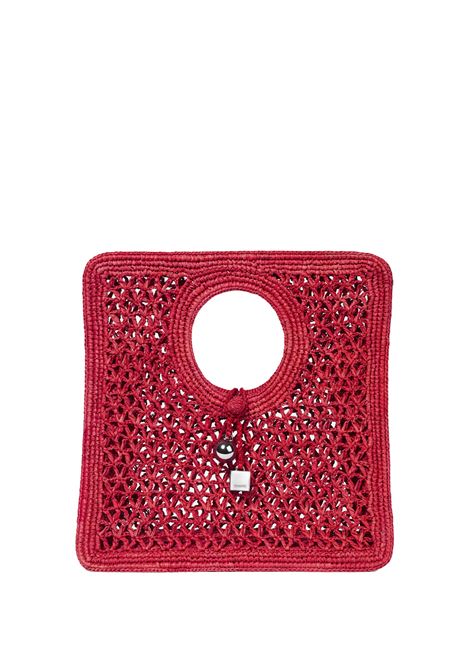 Borsa Quadrata Spiaggia Piccola In Rafia Rossa JACQUEMUS | 251BA421-3219470