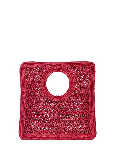 Borsa Quadrata Spiaggia Piccola In Rafia Rossa JACQUEMUS | 251BA421-3219470