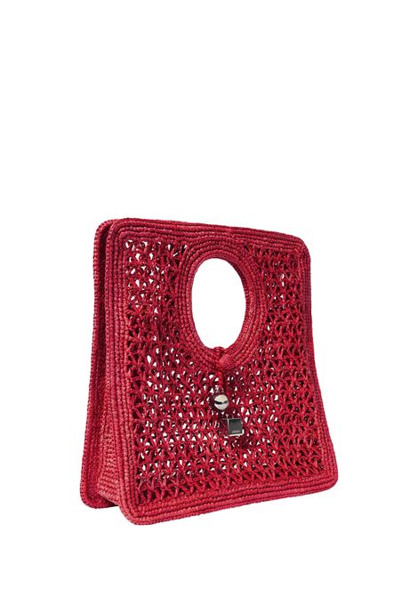 Borsa Quadrata Spiaggia Piccola In Rafia Rossa JACQUEMUS | 251BA421-3219470