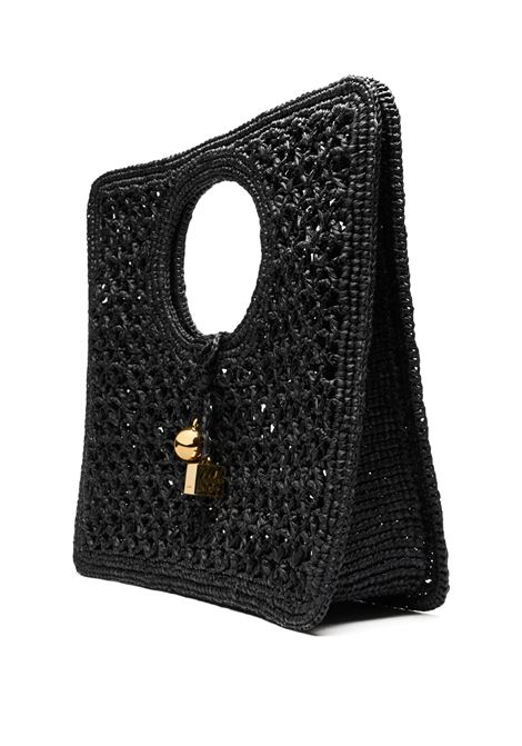 Borsa Quadrata Spiaggia Piccola In Rafia Nera JACQUEMUS | 251BA421-3219990