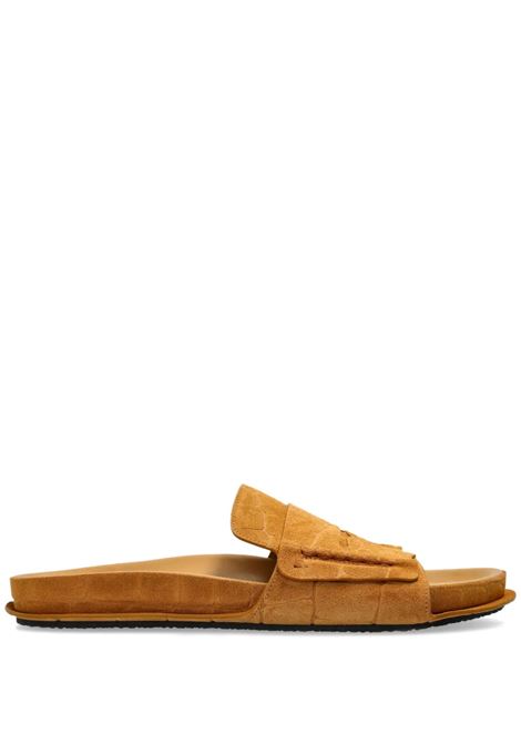 Camel Croc-Embossed Suede Leather Flat Sandals JACQUEMUS | 255FO172-4355830
