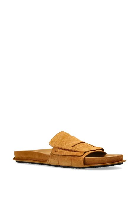 Camel Croc-Embossed Suede Leather Flat Sandals JACQUEMUS | 255FO172-4355830