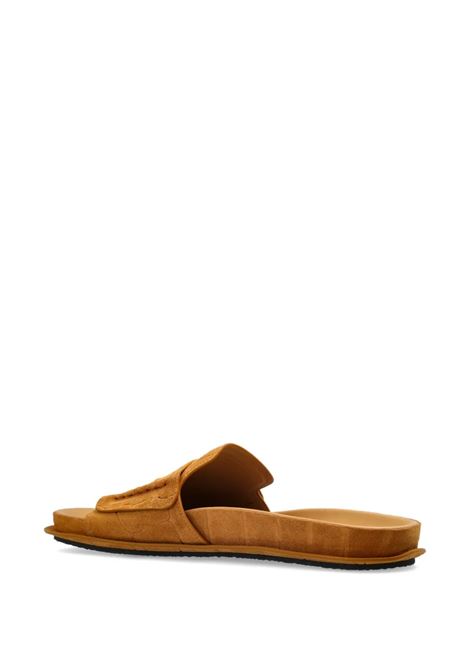 Camel Croc-Embossed Suede Leather Flat Sandals JACQUEMUS | 255FO172-4355830