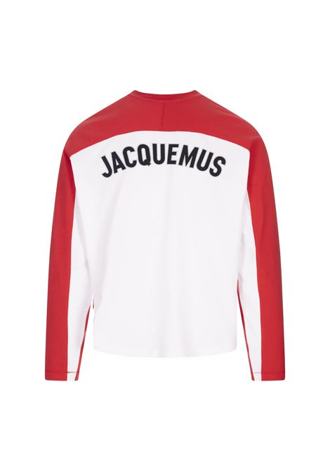 T-Shirt a Maniche Lunghe Baseball Bianca e Rossa JACQUEMUS | 255JS299-2003040