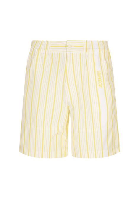 Pantaloncini Aloe in Print Stripes White/Yellow JACQUEMUS | 255PA138-16912CB