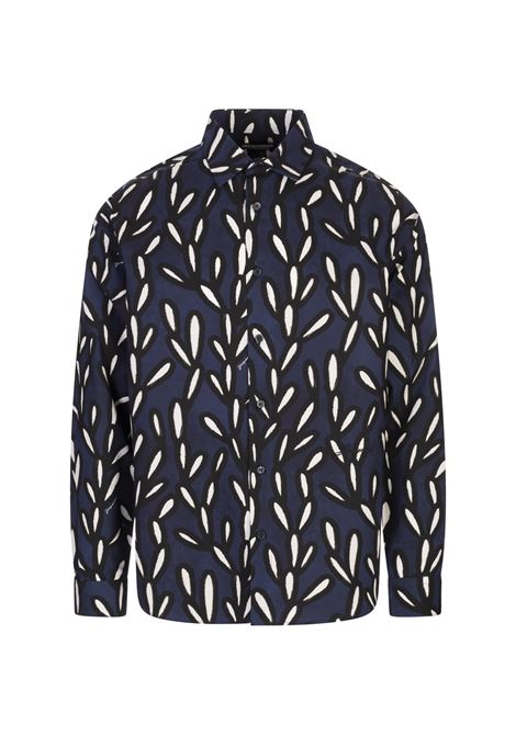 Camicia Simon Con Stampa Blé in Navy Blue/Black JACQUEMUS | 255SH001-17053EB