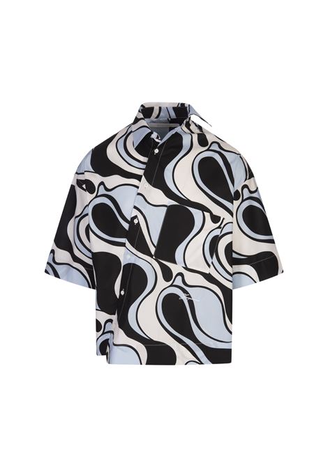 La Camicia Pablo Con Stampa Wavy Psyche Logo In Blue/Black JACQUEMUS | 255SH098-17053EE