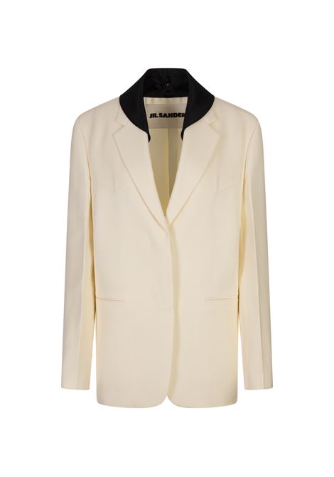 Giacca Sartoriale In Misto Seta Canvas Beige JIL SANDER | Blazers | J03BN0185-J65005105