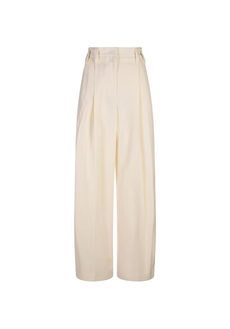 Beige Silk Blend Wide Leg Trousers JIL SANDER | Trousers | J03KA0292-J65005105