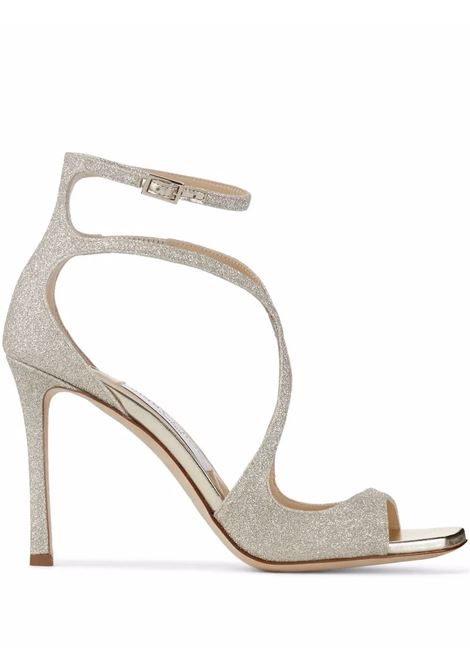 Platinum Azia 95 Sandals With Glitter Dust JIMMY CHOO | Sandals | AZIA 95 DGZPLATIMUN ICE